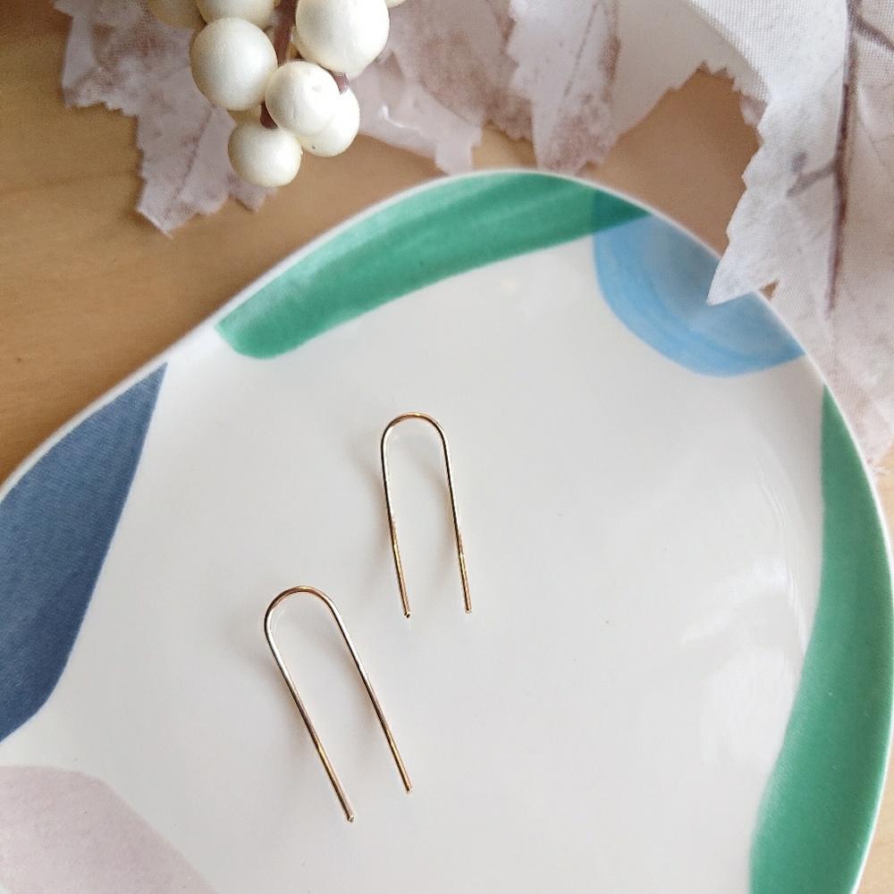 Minimalist Unique Stud Earrings - Picture 4 of 5